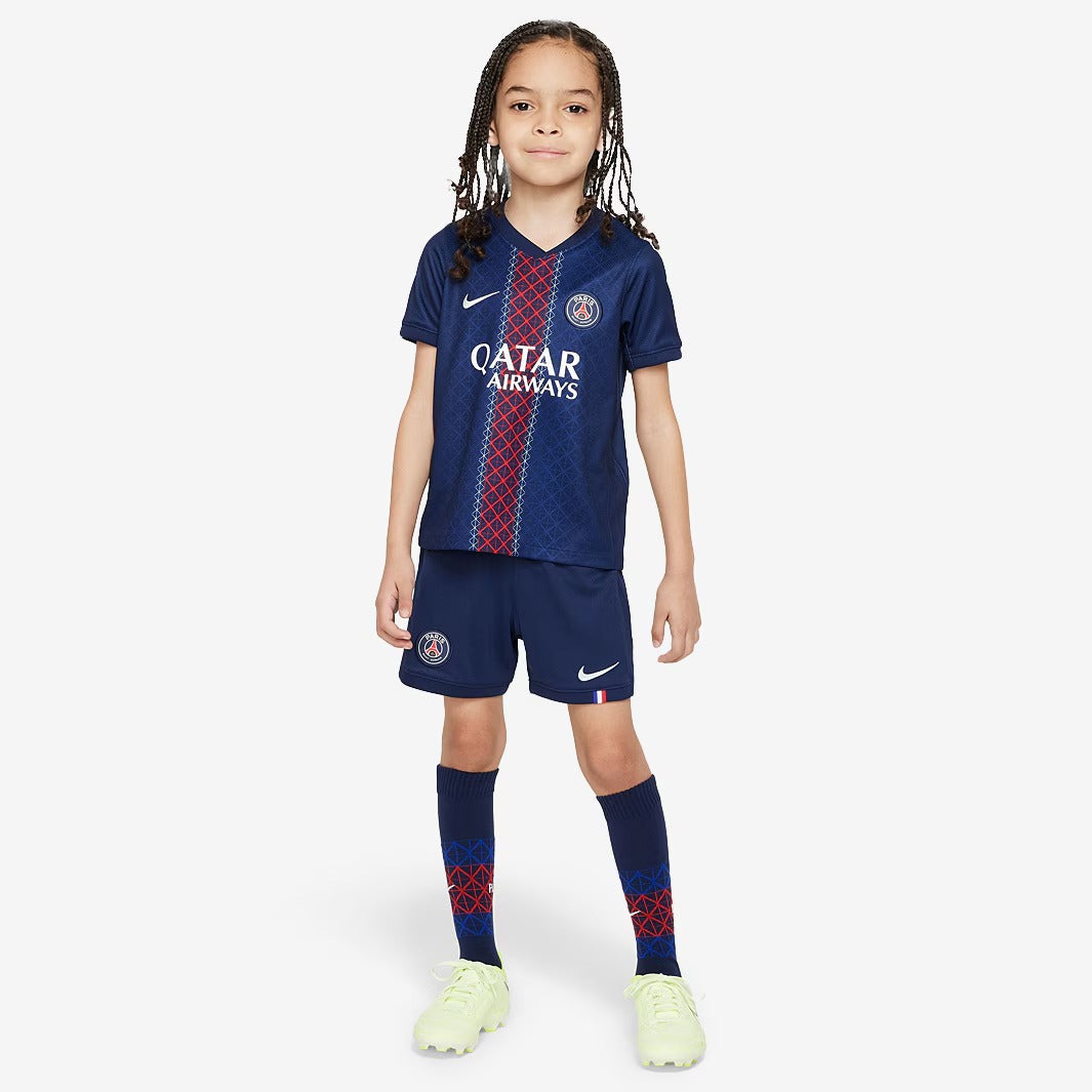 Kit Infantil PSG Home 25/26 - Azul e Vermelho