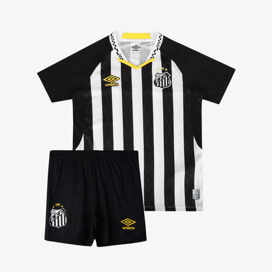 Kit Infantil Santos Away 25/26 - Preto e Branco