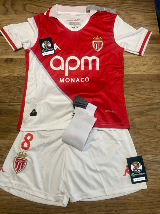 Kit Infantil Monaco Home 25/26 . - Vermelho e Branco