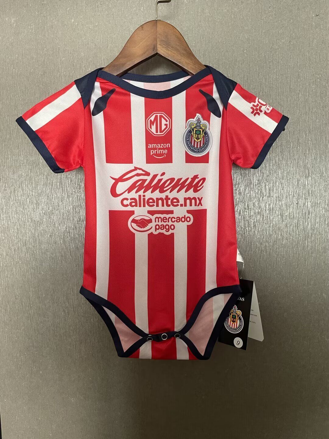 Body Bebê Infantil Chivas Guadalajara Home 25/26 .  - Branco e Vermelho