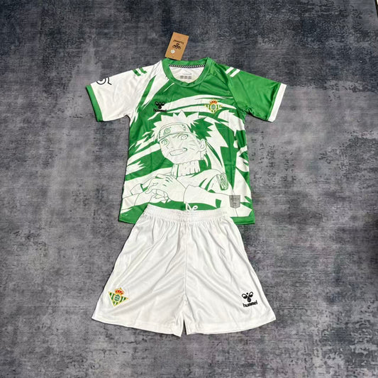 Kit Infantil Real Betis Edição Especial Naruto 25/26 . Hummel - Verde e Branca