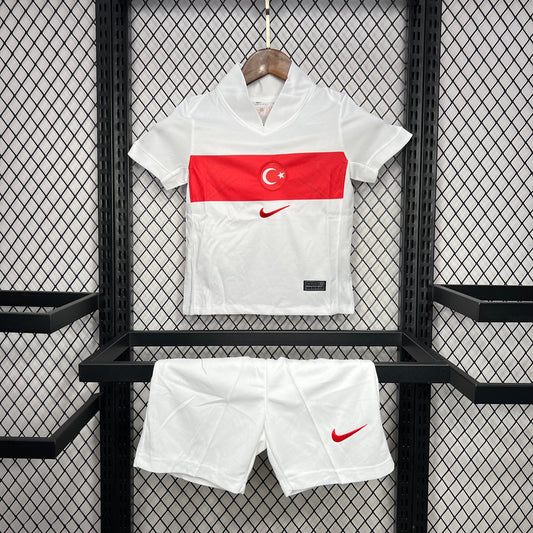 Kit Infantil Turquia Away 24/25 -Branco e Vermelho