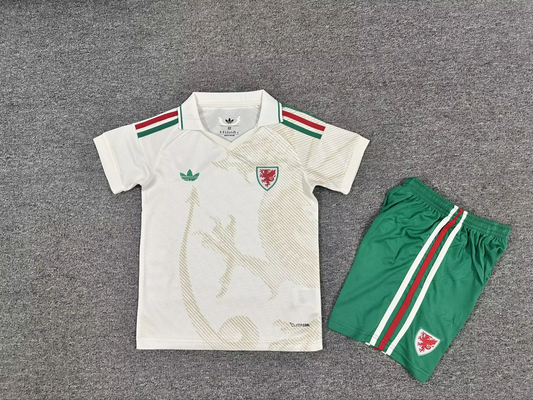 Kit Infantil Pais de Gales Away 26/27  - Bege