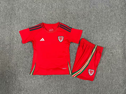 Kit Infantil Pais de Gales Home 24/25 -Vermelho