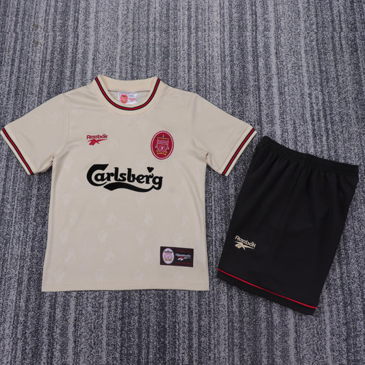 Kit Infantil Liverpool Away Retrô 96/97 Reebok - Bege