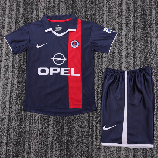 Kit Infantil PSG Home Retrô 01/02 - Azul e Vermelho