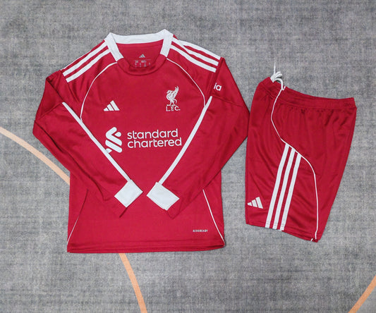 Kit Infantil Liverpool Home Manga Longa 24/25 - Vermelho