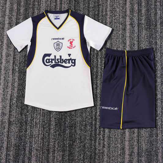 Kit Infantil Liverpool Away Retrô 01/02  Reebok - Branco