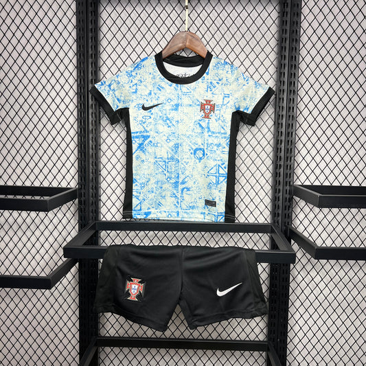 Kit Infantil Portugal Away 24/25 - Branco e Azul (. Preto)