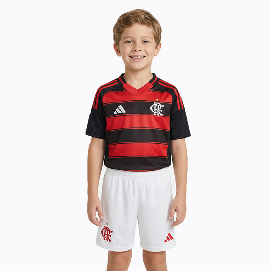 Kit Infantil Flamengo Home 25/26 -Vermelho e Preto